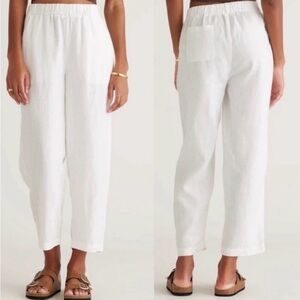 QUINCE women’s 100% linen European pants size medium white lagenlook coastal